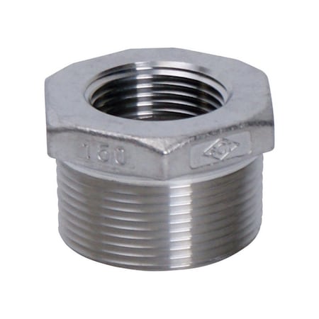 Smith-Cooper Stainless Steel Hex Bushing, 1 in MPT x 0.5 in FPT, Lead-Free, 300 PSI  4810768